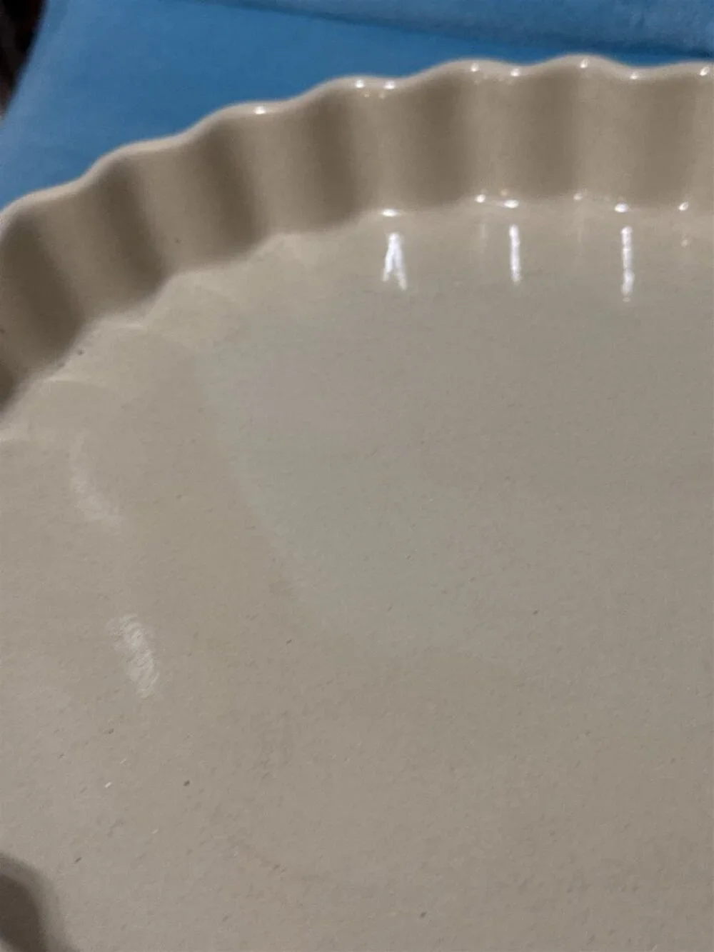 Vintage Quiche Baking Dish Fluted Pan Ovenware Japan Beige Round Farmhouse Baker